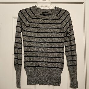 Mossimo Striped Black and Gray Crew Neck Sweater Sz XS